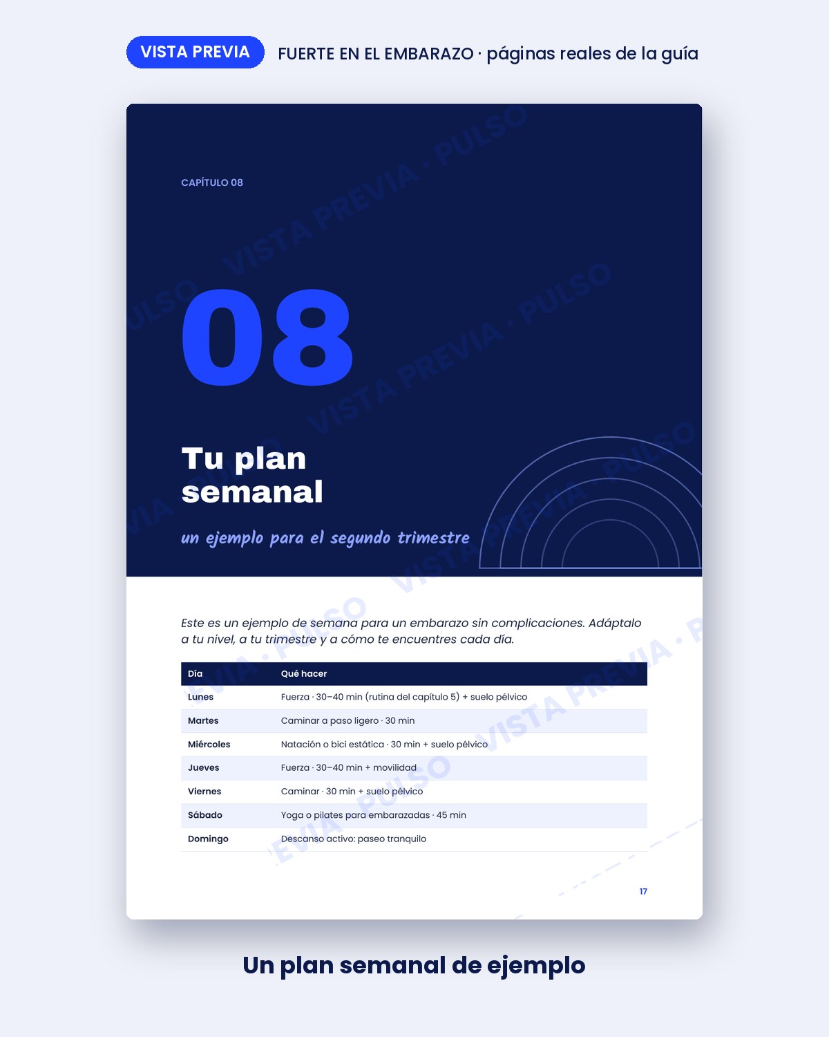Vista previa de FUERTE EN EL EMBARAZO: plan semanal
